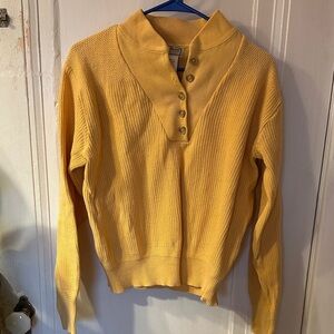 LLBean Vintage Peachy-yellow cotton Button-Up Women's Sweater